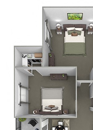 Grand Centennial Floor Plan B1 The Cimarron - 2 bedrooms 1 bath - 3D Grand Centennial Floor Plan B1 The Cimarron - 2 bedrooms 1 bath - 3D